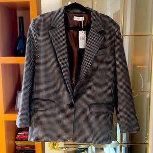 MANGO Oversized houndstooth blazer. Size small